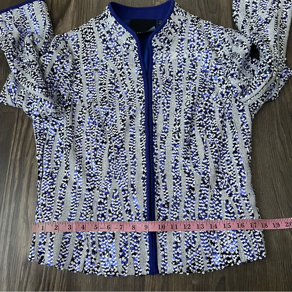 Carlisle Bluish Purple Sequin Evening Blazer Jacket - Picture 13 of 15